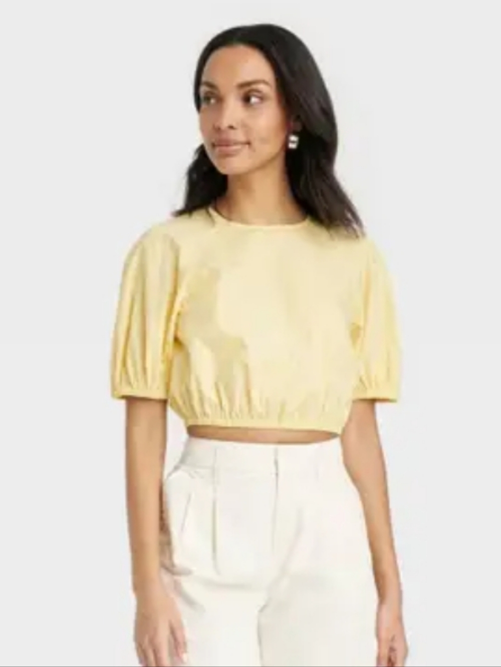 A New Day Crop Short Puff Sleeve Top